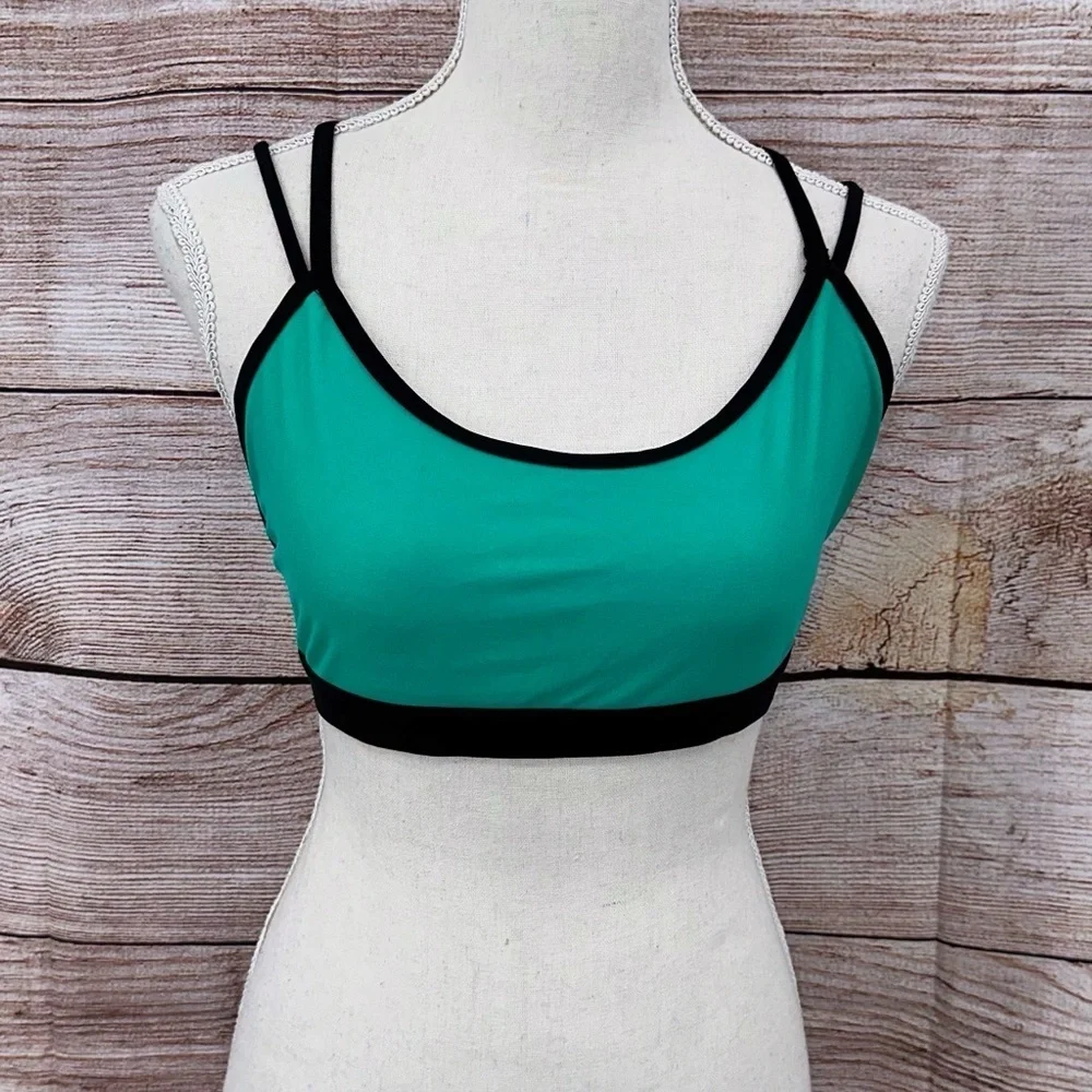 Fabletic Green and Black Dash Bikini Top Size M